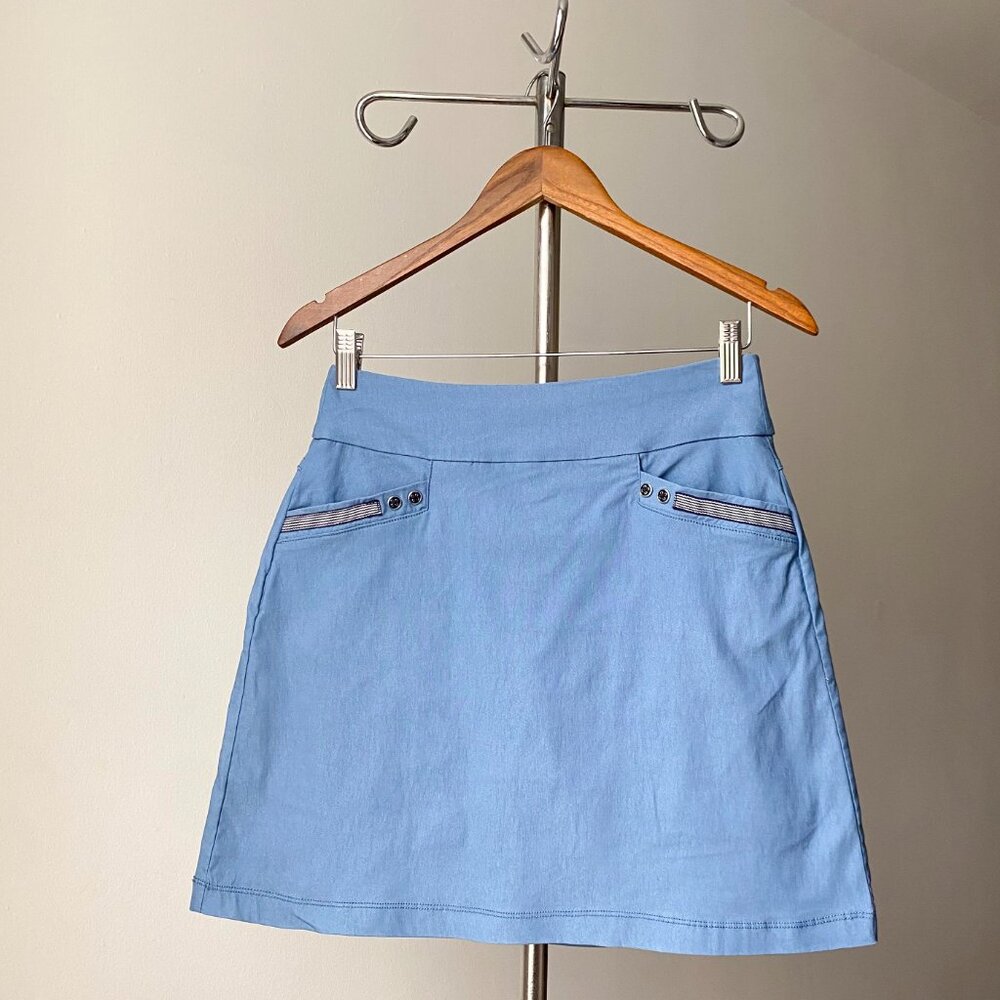 ☀️ Y2K Baby Blue High Waisted Mini Skirt w/ Built-in Shorts – Fits M